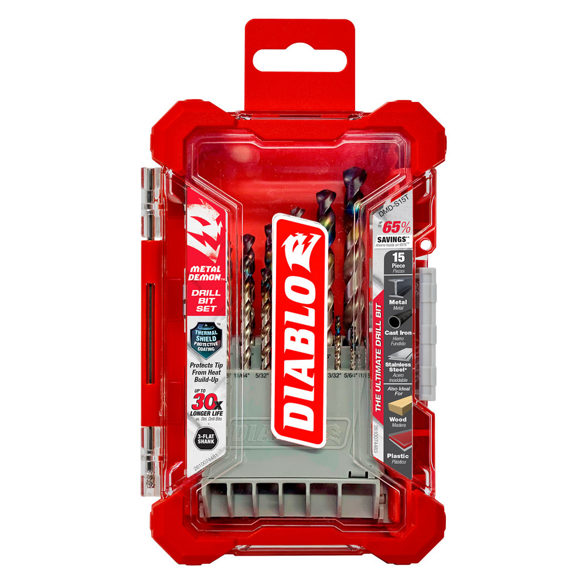 Diablo Tools Metal Demon 15-Pc. Drill Bit Set, SAE, For Mild and Stainless Steel, Model# DMD-S15T